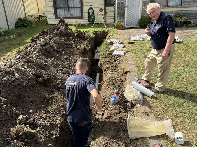 Outdoor drain pipework and drainage access, Elwood